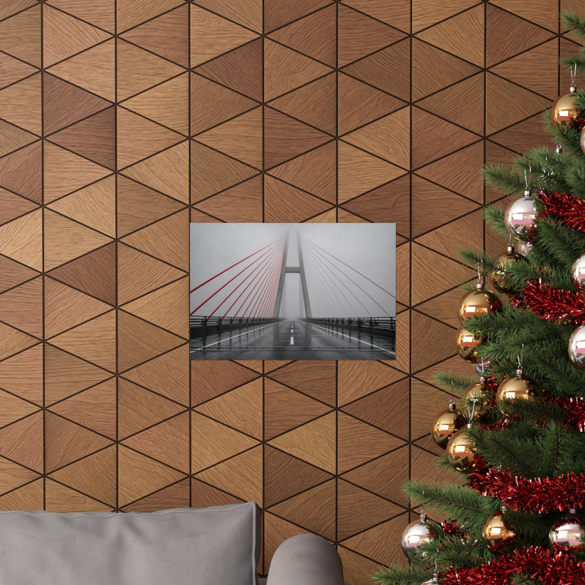 Span in Fog - Red Wall Decor | Matte Poster (Landscape)