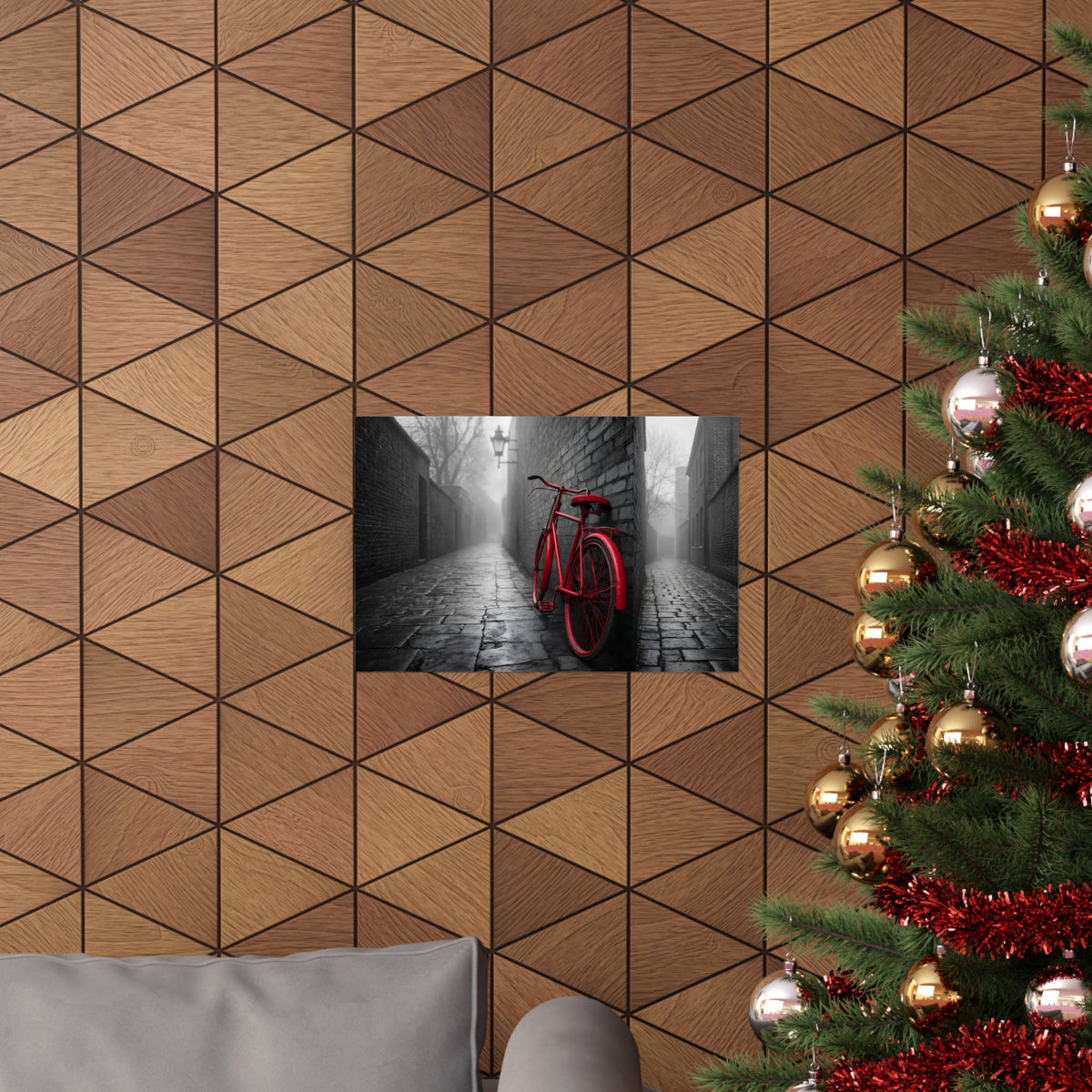 The Red Bicycle - Unique Office Wall Decor | Matte Poster (Landscape)