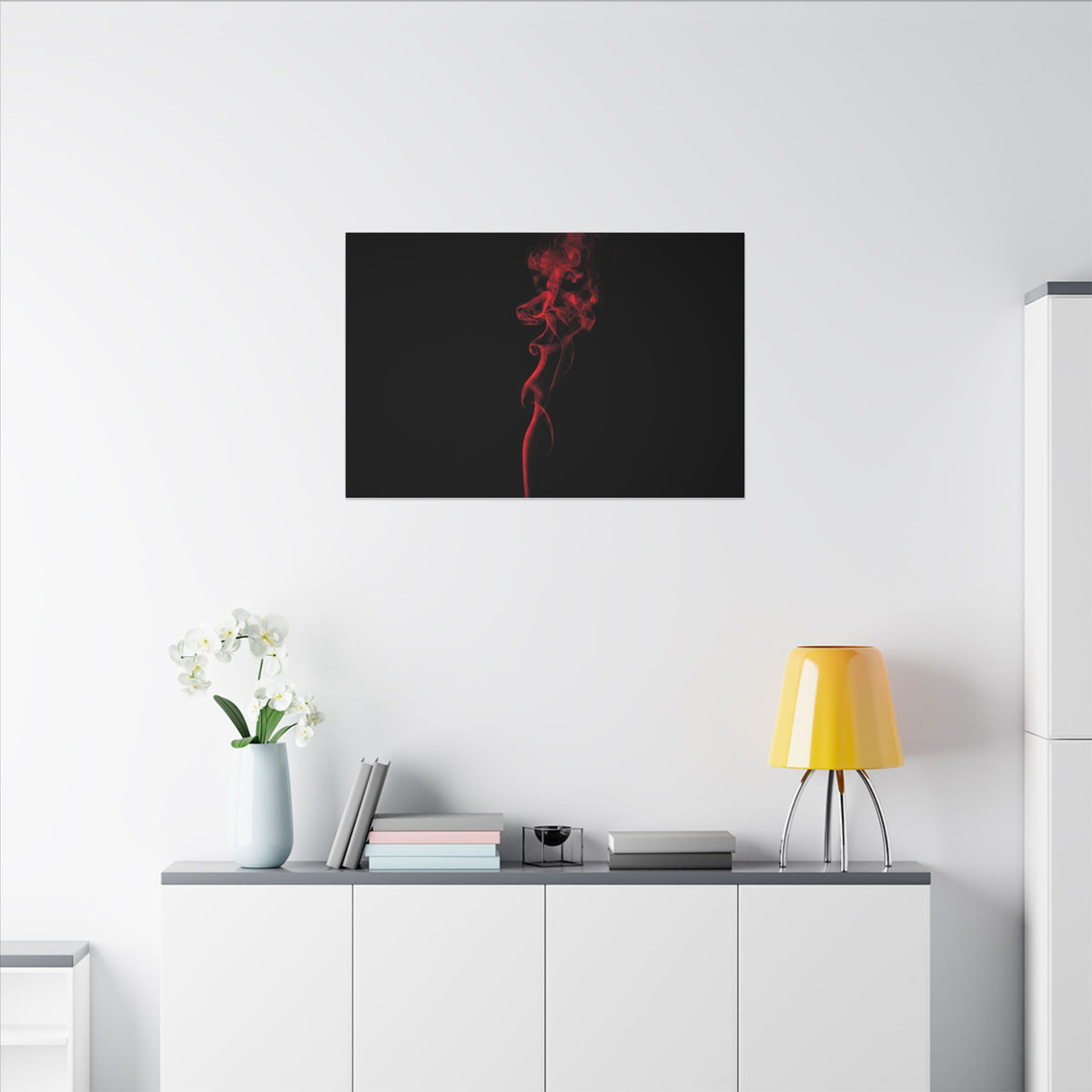 Red Smoke - Wall Art With Red Color | Canvas (Landscape)