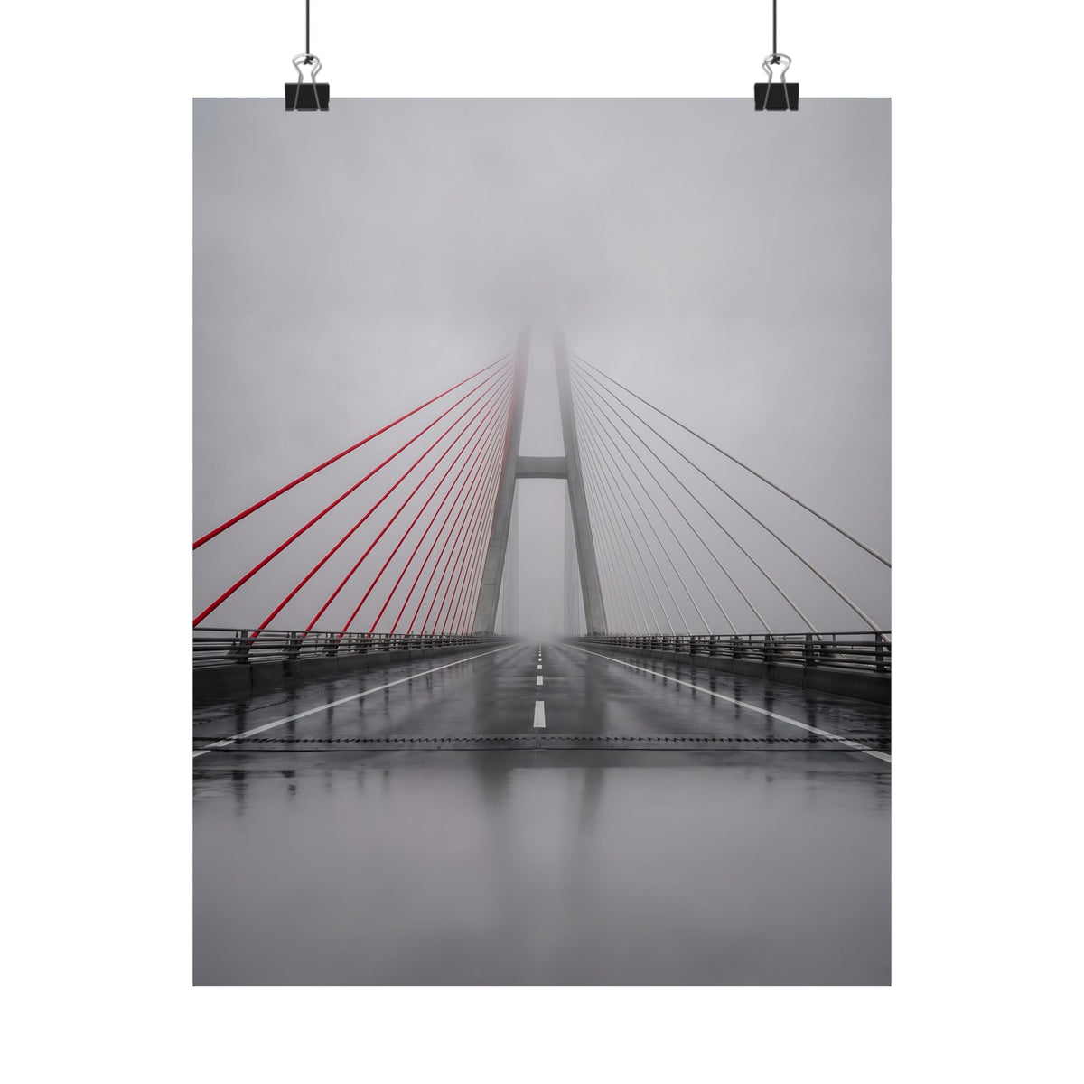 Span in Fog - Red Wall Decor | Matte Poster