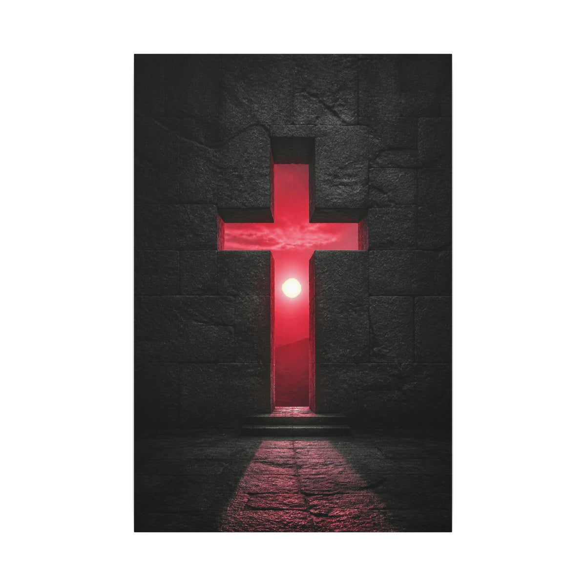 Light Through Stone - Modern Cross Wall Art | Canvas