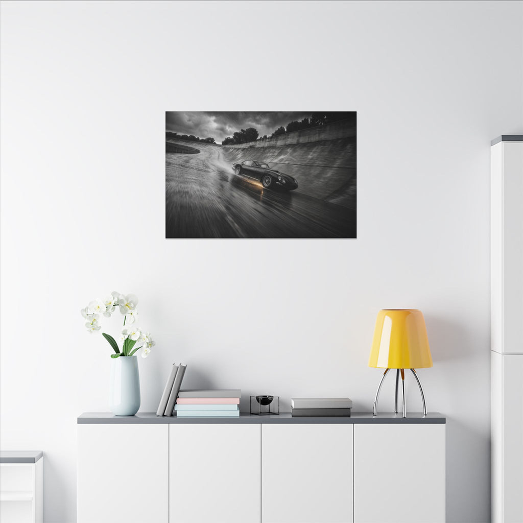 Banked in the Rain - Race Car Wall Art | Canvas (Landscape)