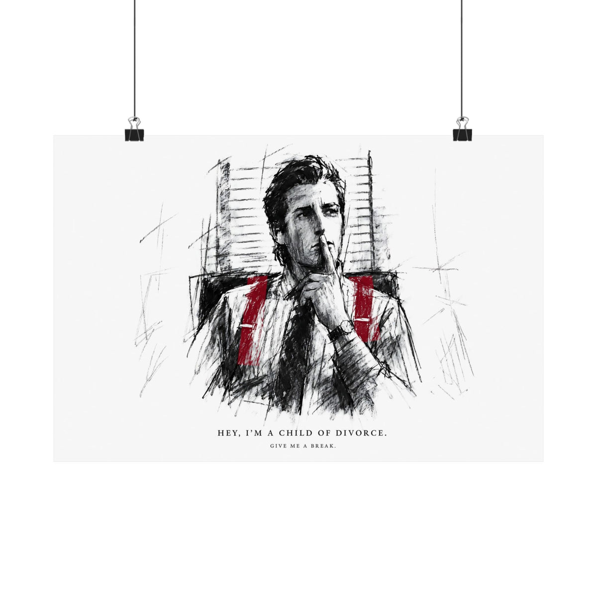 Child of Divorce Sketch - Dark Office Wall Art | Matte Poster (Landscape)