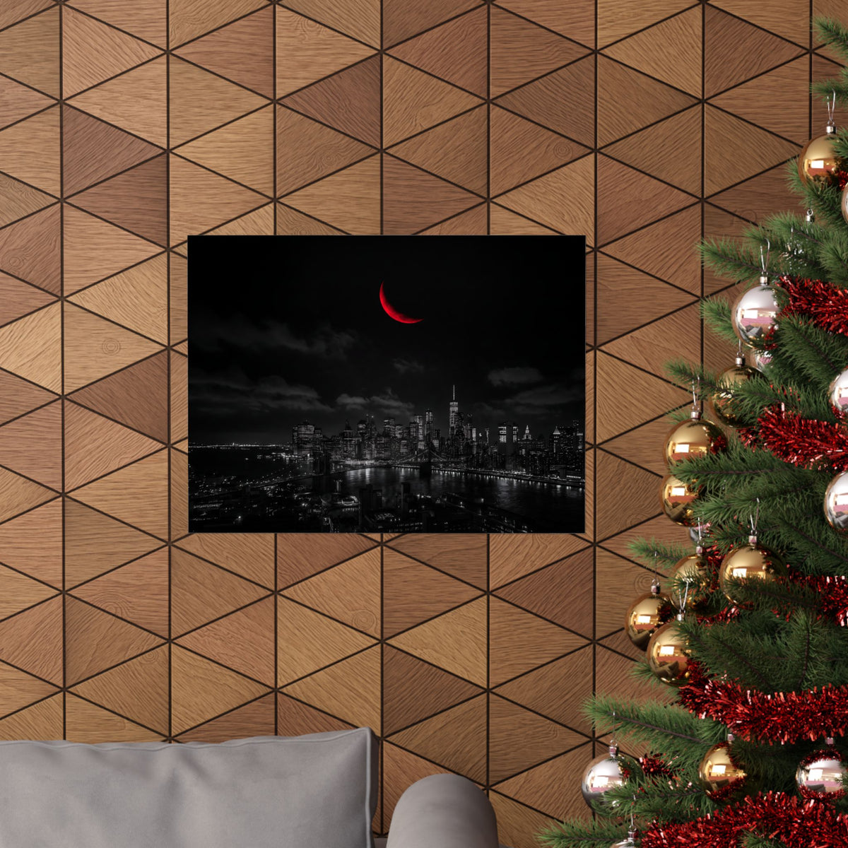 Red Crescent - Red Wall Decor | Matte Poster (Landscape)