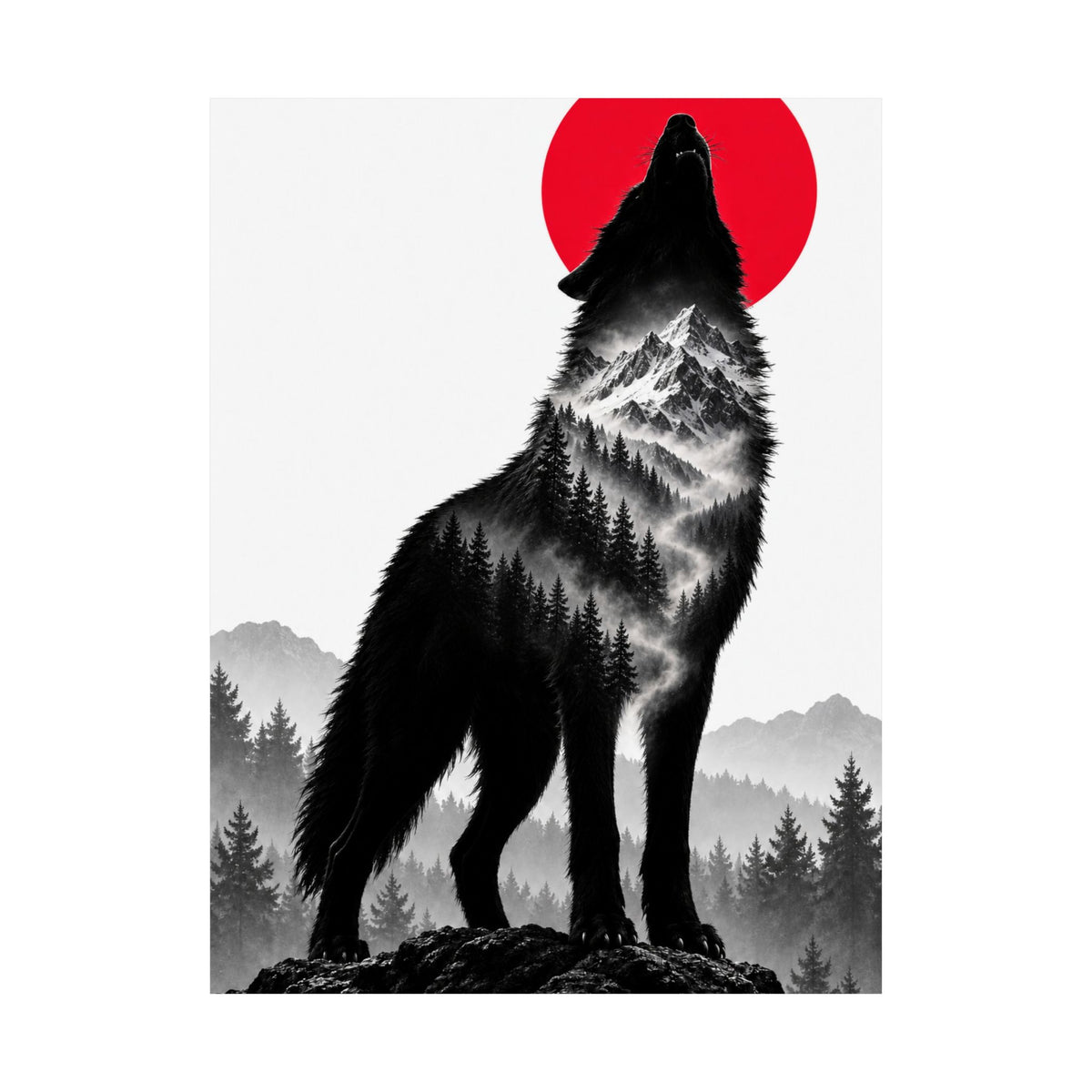 Howling Wolf - Dark Wall Art | Matte Poster