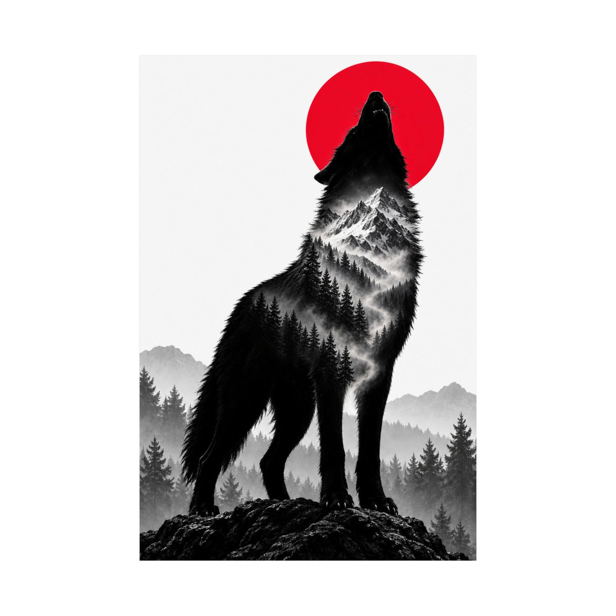 Howling Wolf - Dark Wall Art | Matte Poster