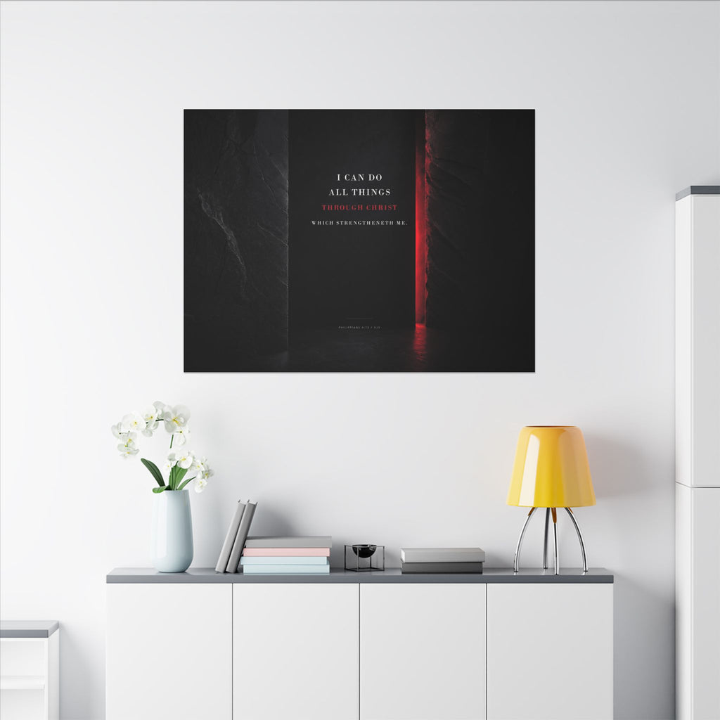 All Things Through Christ - Philippians 4:13 Scripture Wall Art | Canvas (Landscape)