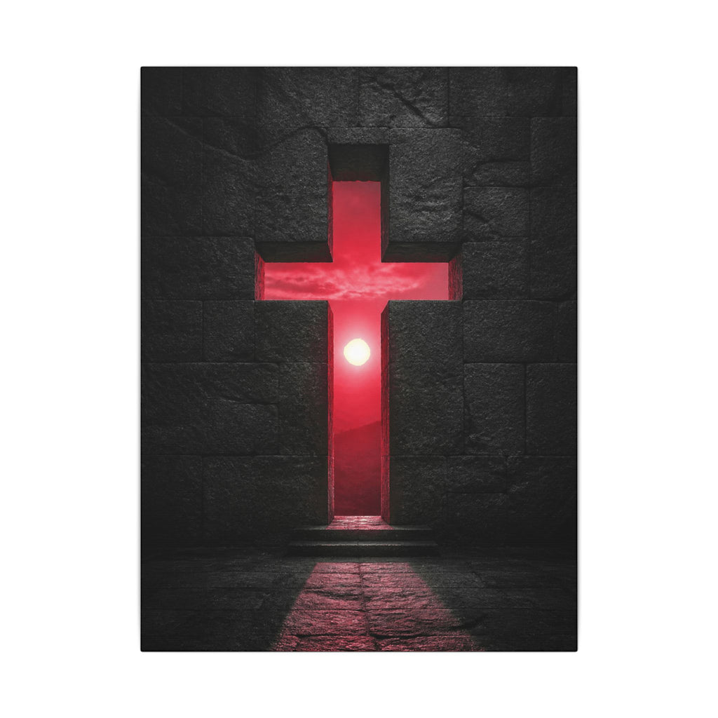 Light Through Stone - Modern Cross Wall Art | Canvas