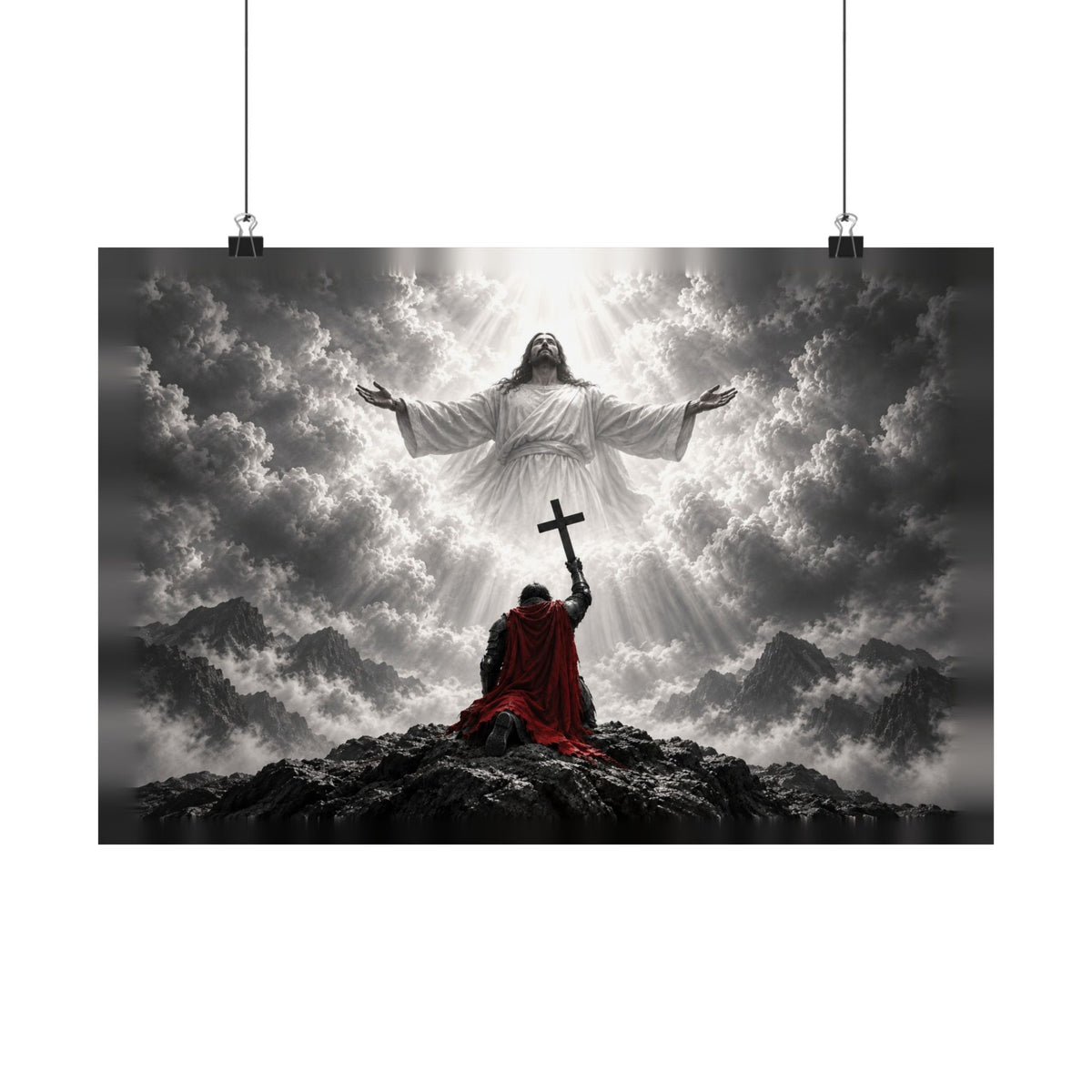 Jesus and the Warrior - Christian Wall Art | Matte Poster (Landscape)