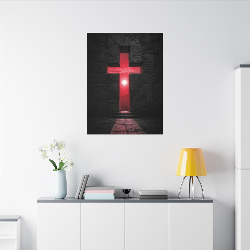 Light Through Stone - Modern Cross Wall Art | Canvas