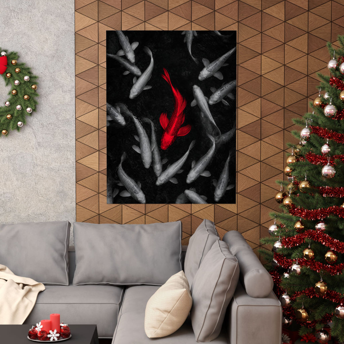 The Red Koi - Red And Black Wall Art | Matte Poster
