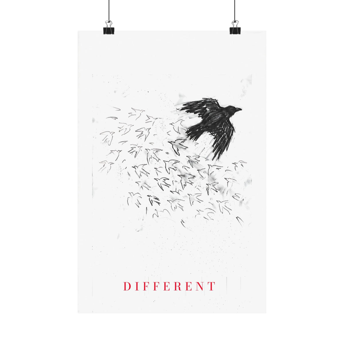 The Flock Went Left - Charcoal Wall Art | Matte Poster