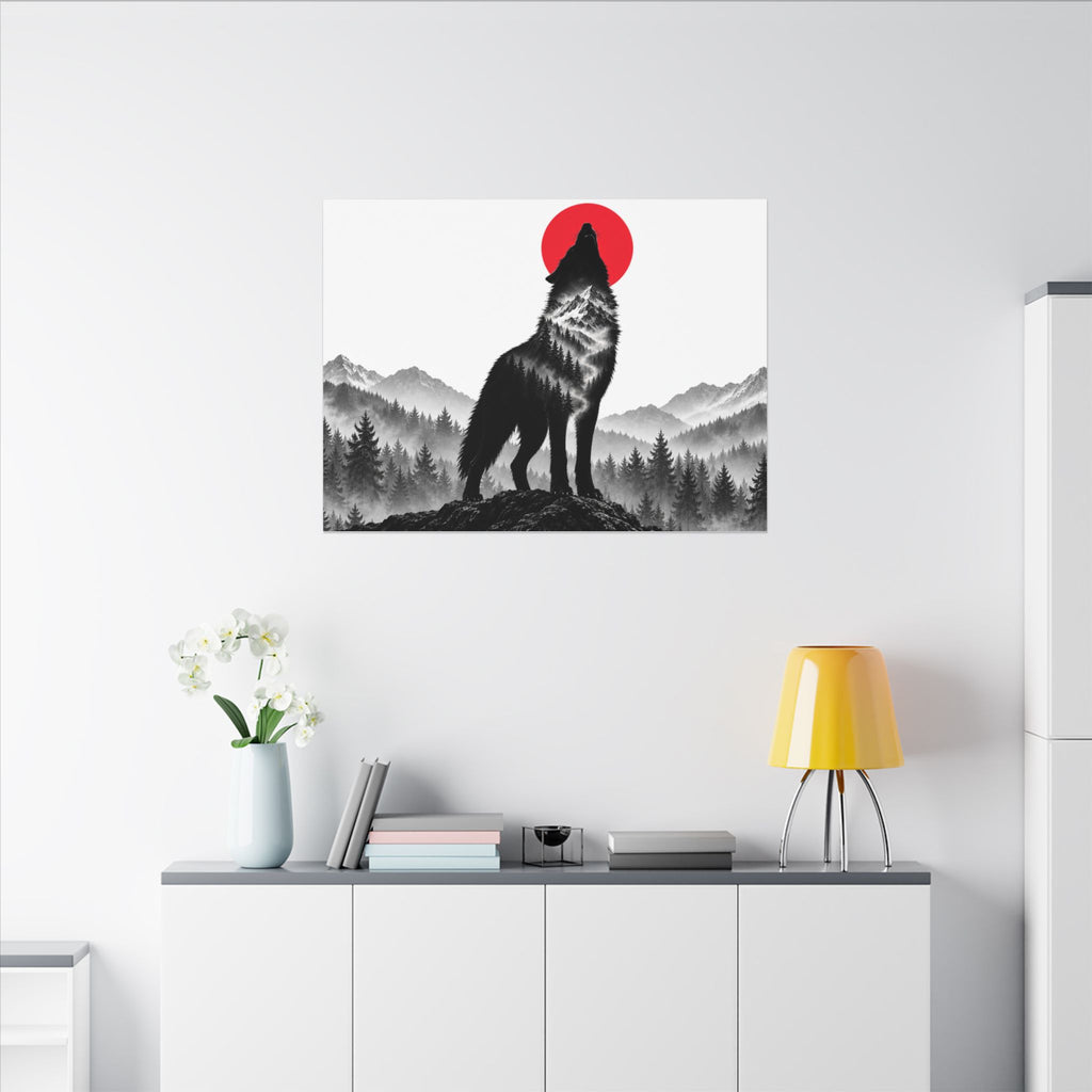 Howling Wolf - Dark Wall Art | Canvas (Landscape)
