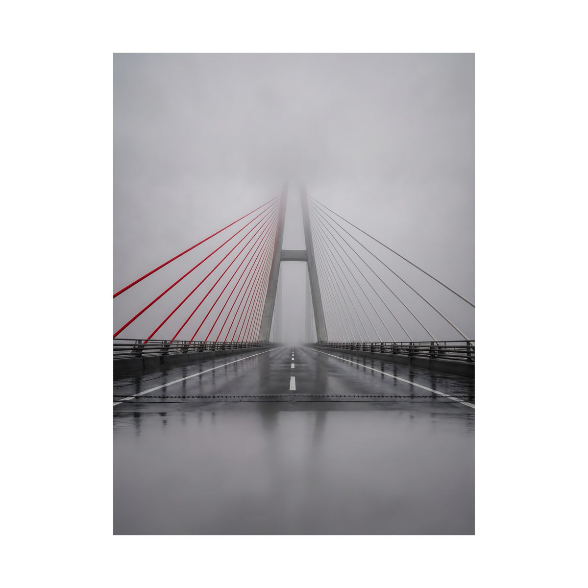 Span in Fog - Red Wall Decor | Matte Poster