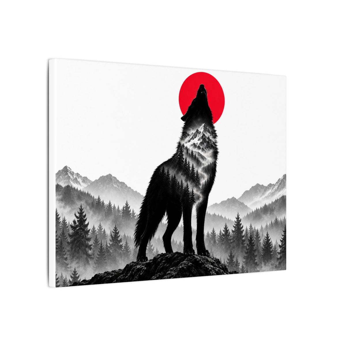 Howling Wolf - Dark Wall Art | Canvas (Landscape)