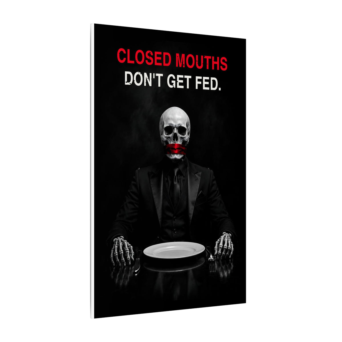 Closed Mouths - Dark Humor Wall Art | Canvas
