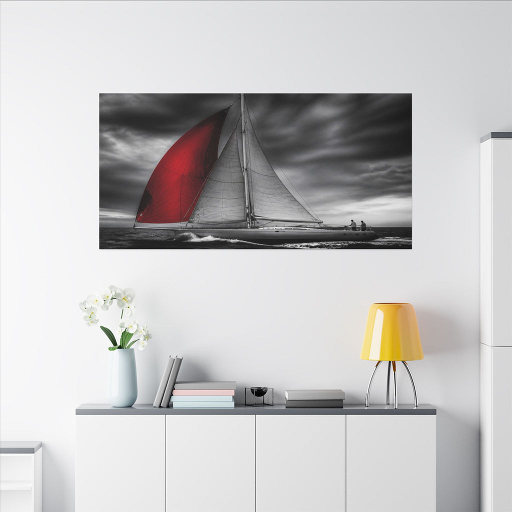 Red Sail - Large Wall Art for Bedroom | Canvas (Panoramic)