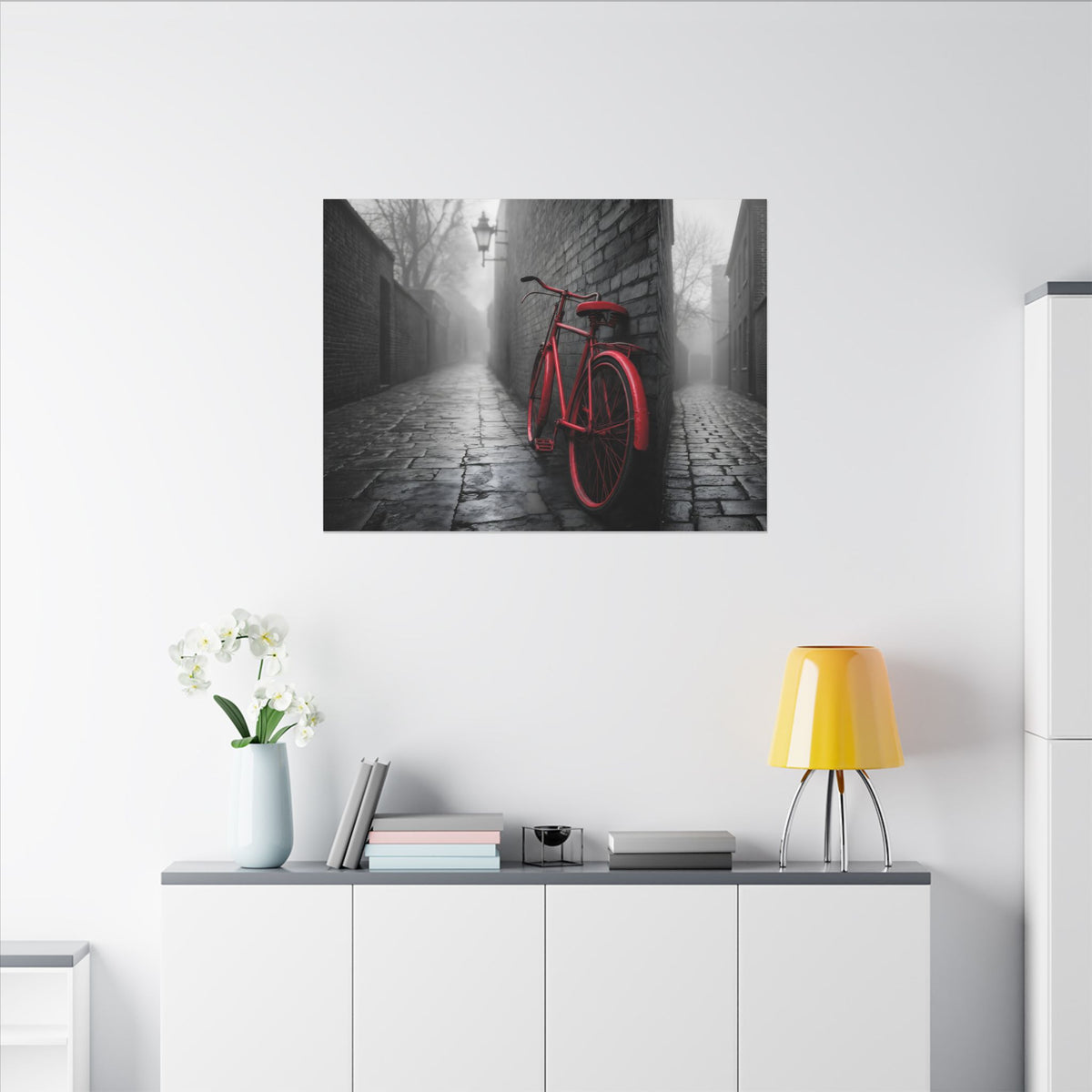 The Red Bicycle - Unique Office Wall Decor | Canvas (Landscape)