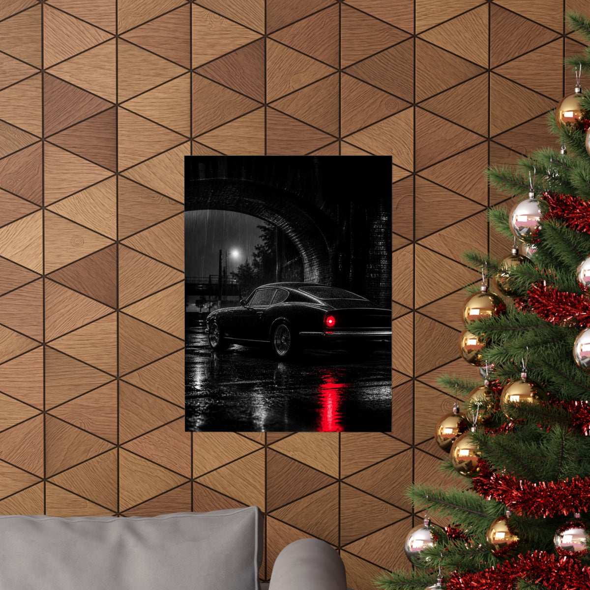 Red Tail Night - Classic Car Wall Art | Matte Poster