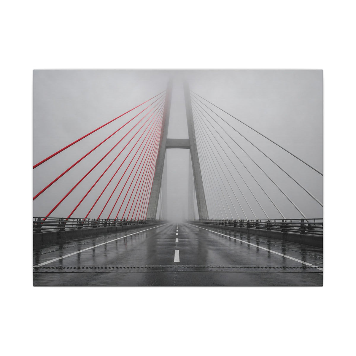 Span in Fog - Red Wall Decor | Canvas (Landscape)