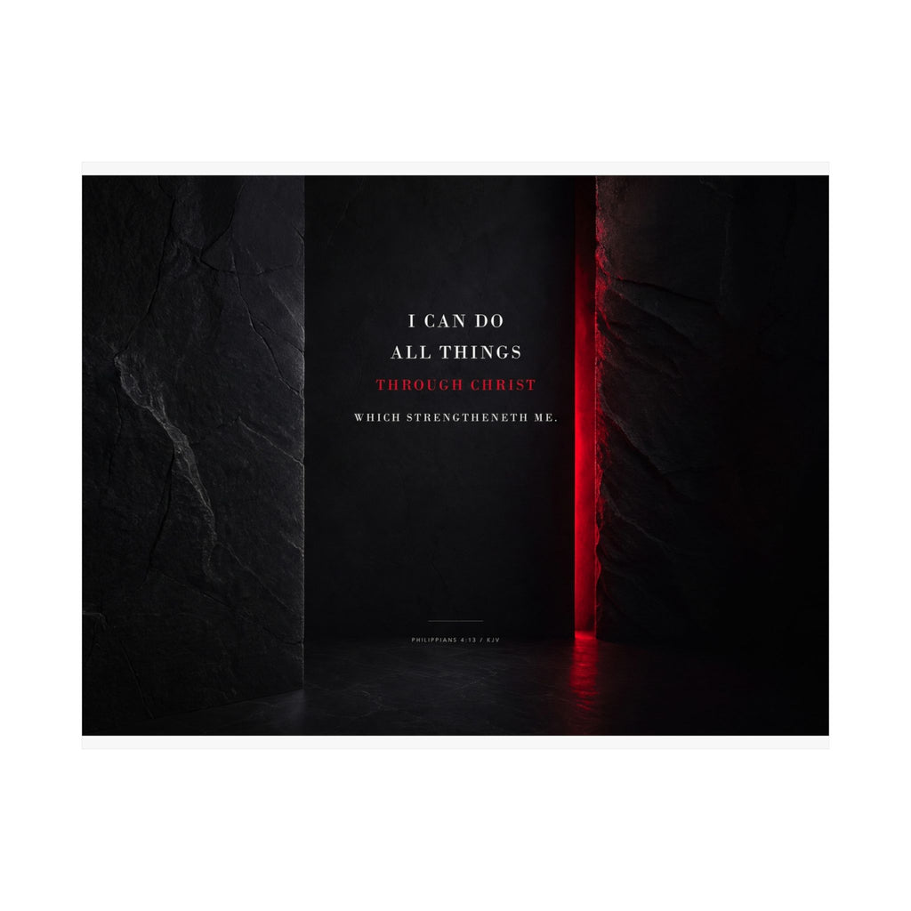 All Things Through Christ - Philippians 4:13 Scripture Wall Art | Matte Poster (Landscape)