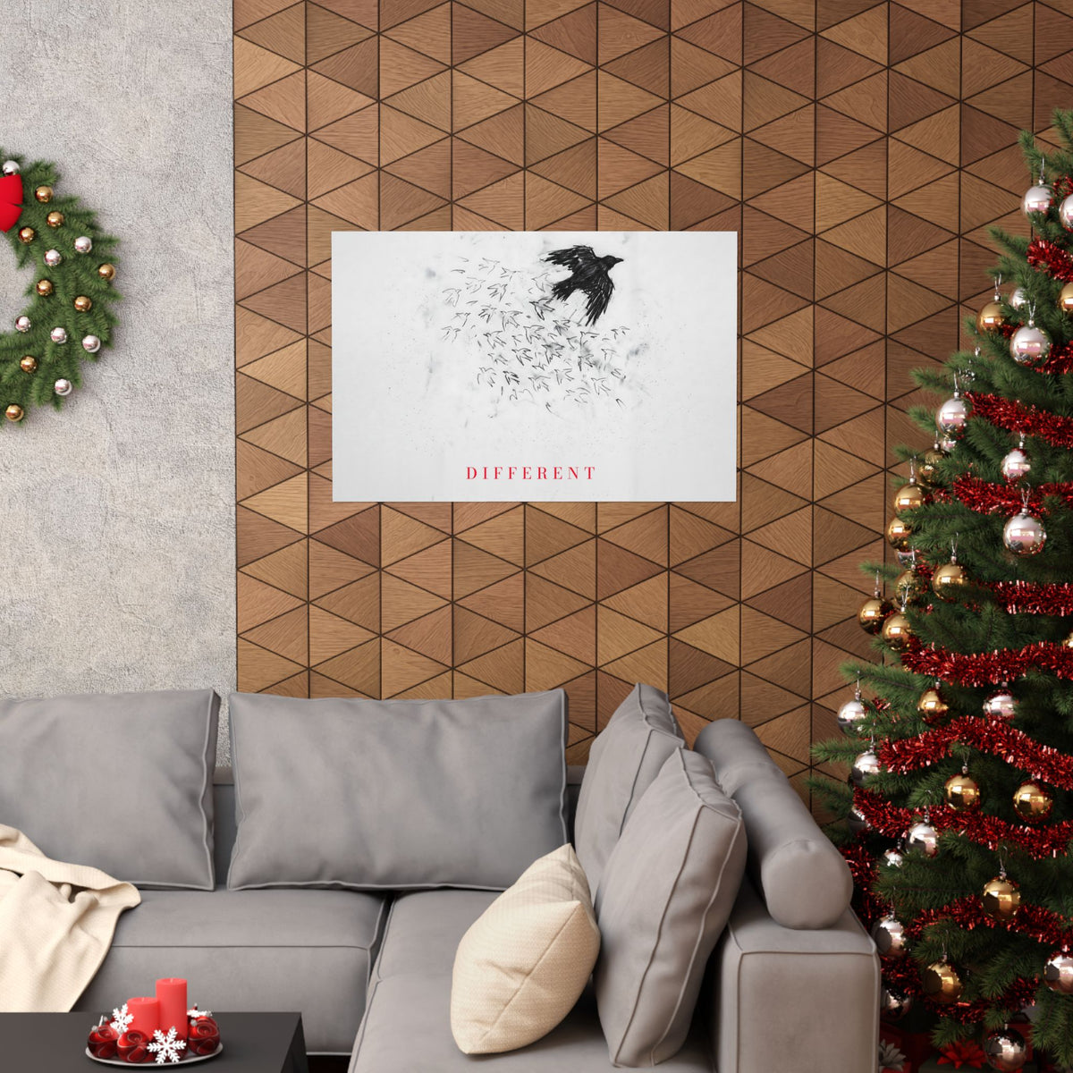 The Flock Went Left - Charcoal Wall Art | Matte Poster (Landscape)