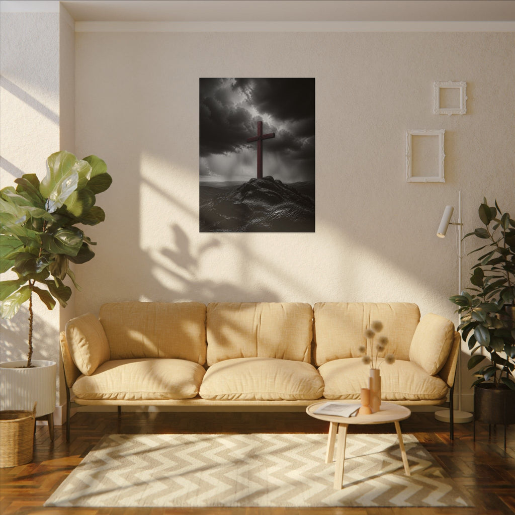 Red Cross in the Storm - Christian Cross Wall Art | Canvas