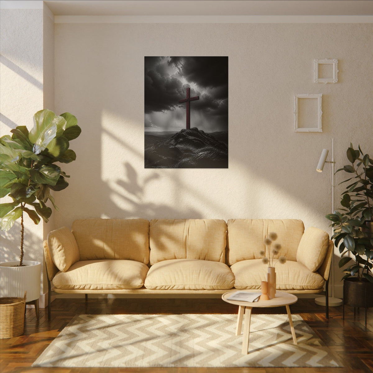Red Cross in the Storm - Christian Cross Wall Art | Canvas