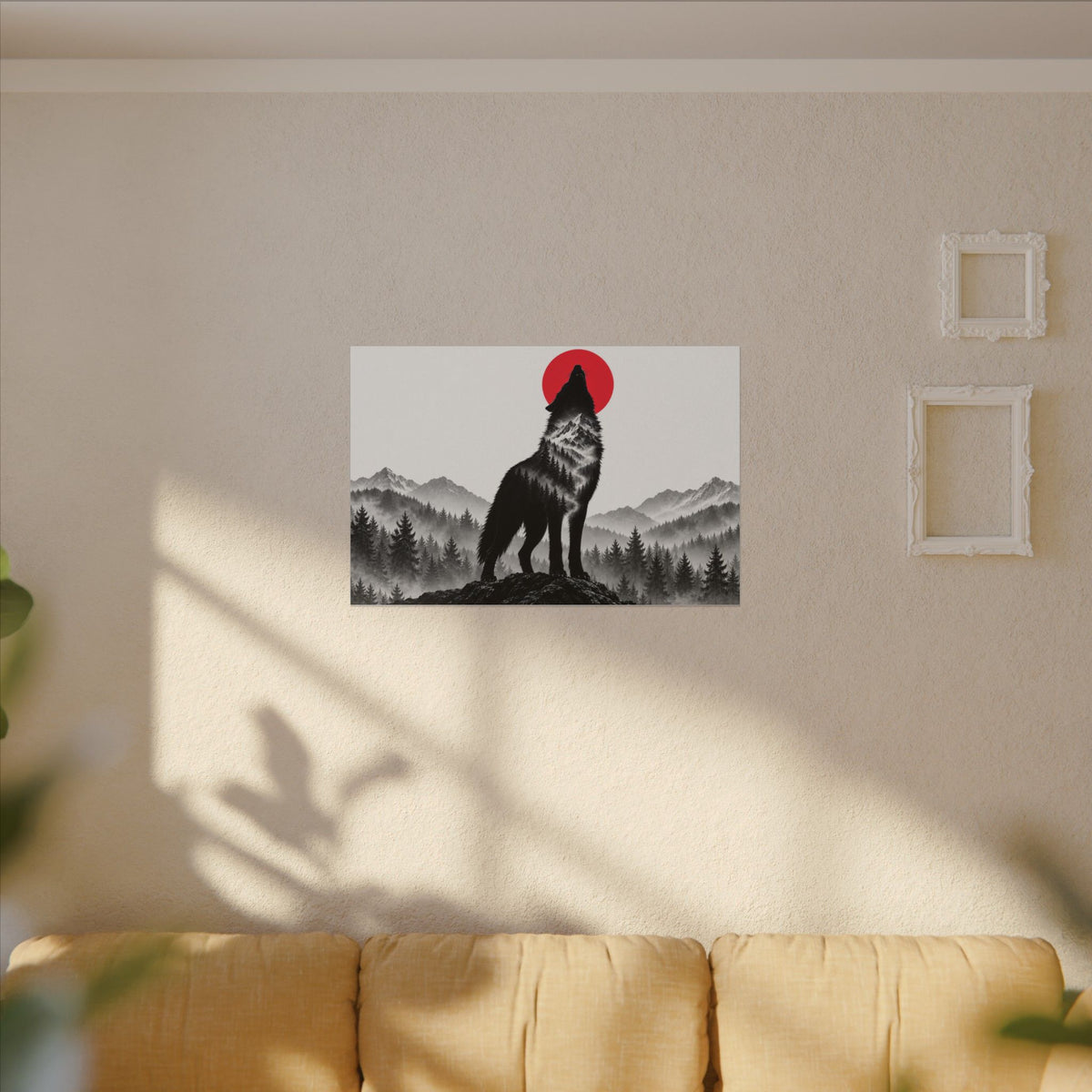 Howling Wolf - Dark Wall Art | Canvas (Landscape)