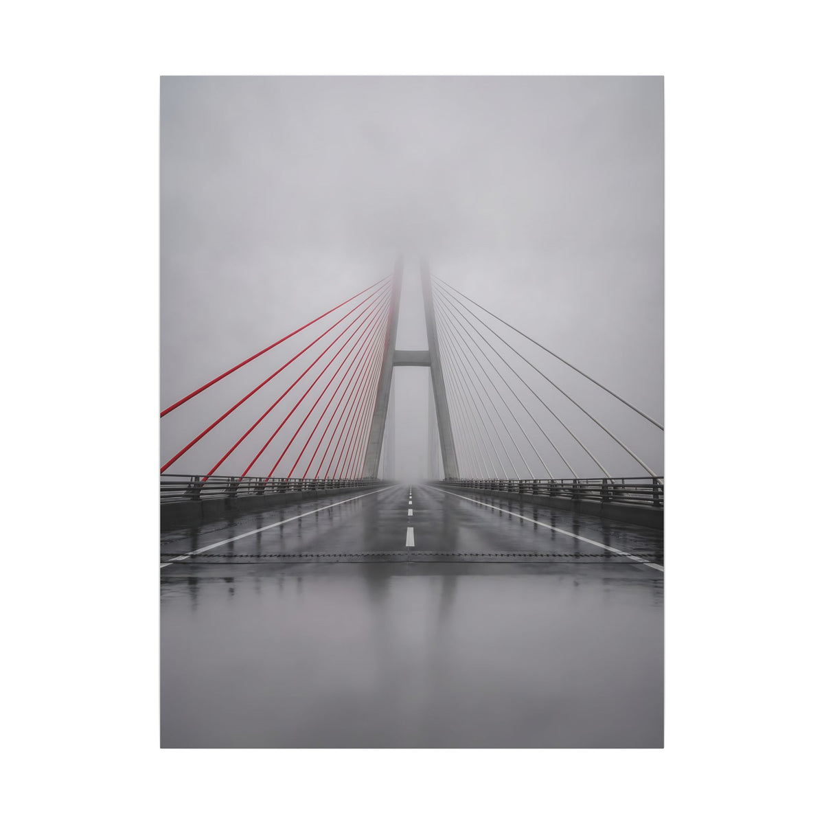 Span in Fog - Red Wall Decor | Canvas