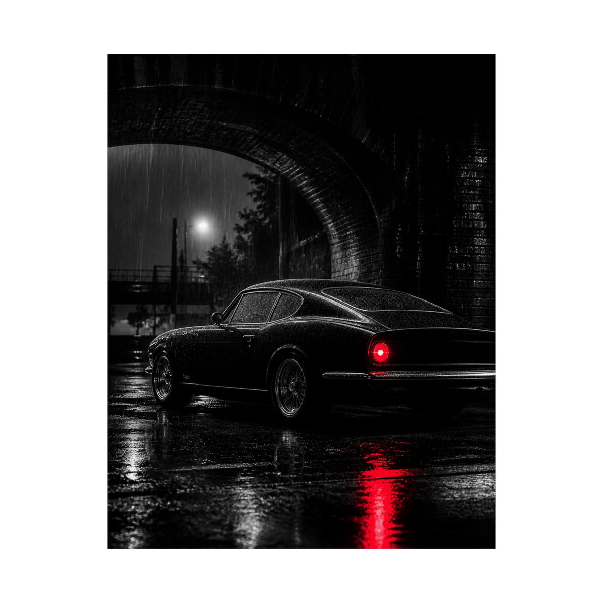 Red Tail Night - Classic Car Wall Art | Matte Poster