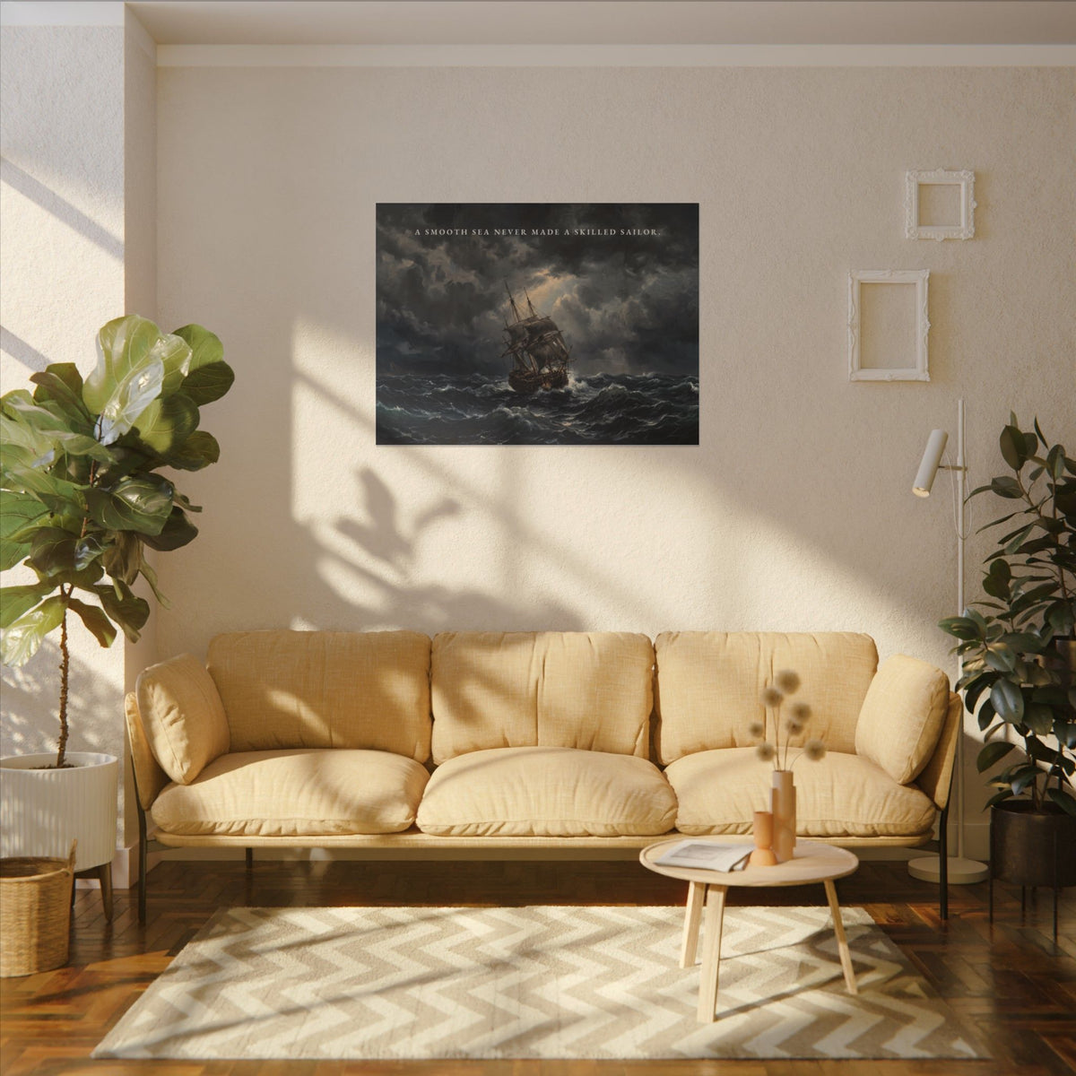 A Smooth Sea Never Made a Skilled Sailor - Storm Ship Wall Art | Canvas (Landscape)