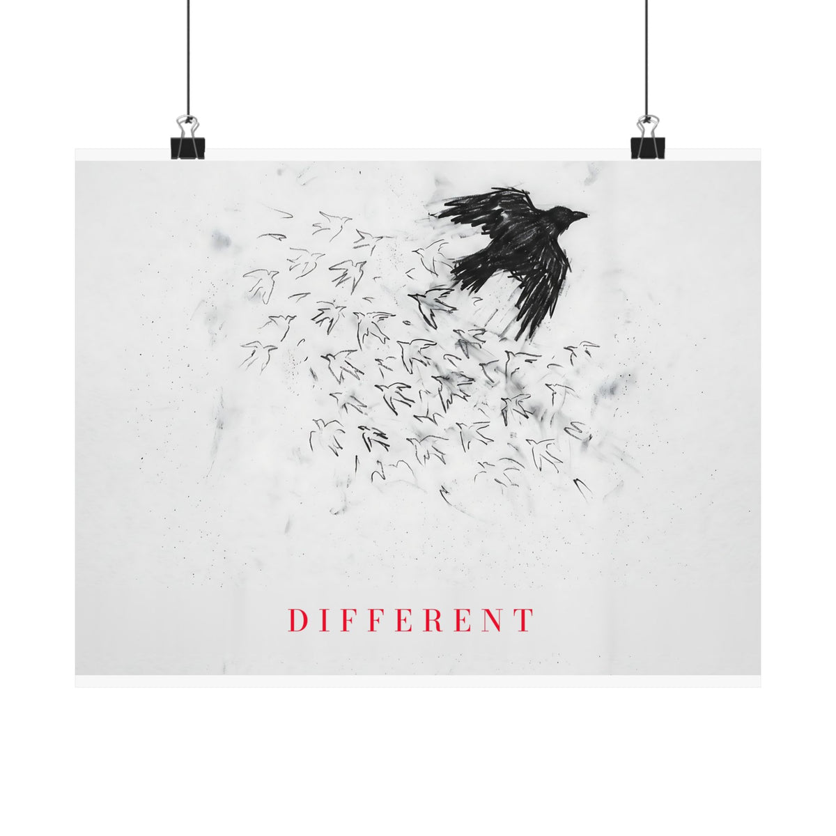 The Flock Went Left - Charcoal Wall Art | Matte Poster (Landscape)