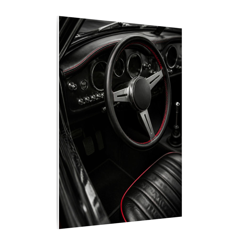 Red Stitch Cockpit - Classic Car Interior Wall Art | Canvas
