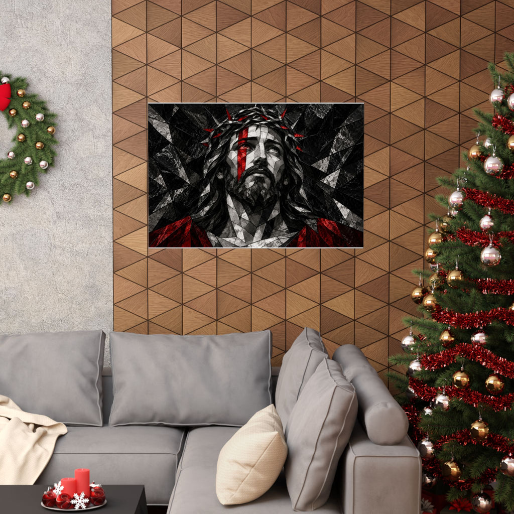 Stained Glass Christ - Christian Wall Art | Matte Poster (Landscape)