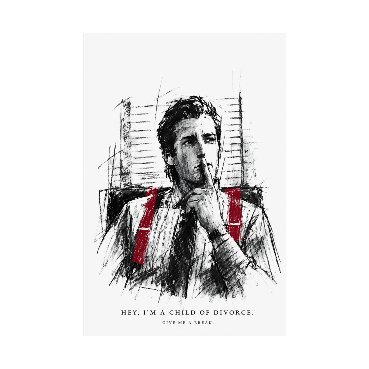 Child of Divorce Sketch - Dark Office Wall Art | Matte Poster