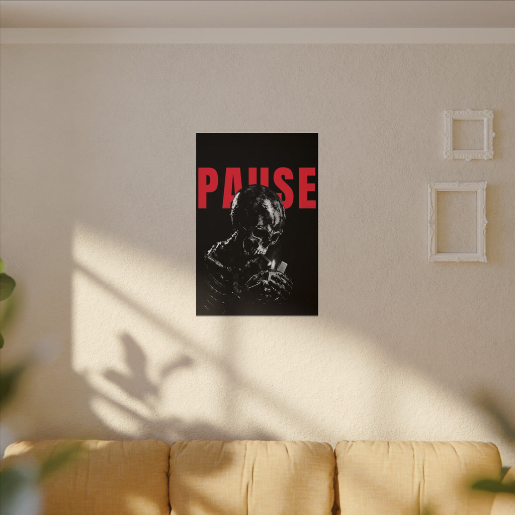 Pause - Smoking Skeleton Wall Art, Dark Gothic Man Cave | Canvas