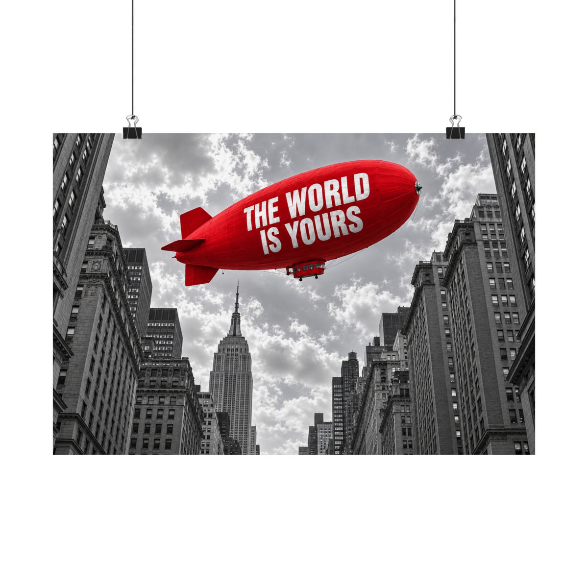 The World Is Yours Blimp - Office Wall Art | Matte Poster (Landscape)