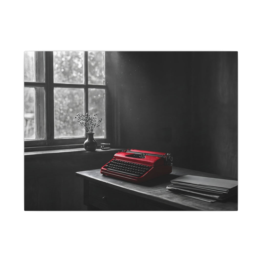 The Red Typewriter - Unique Office Wall Art | Canvas (Landscape)