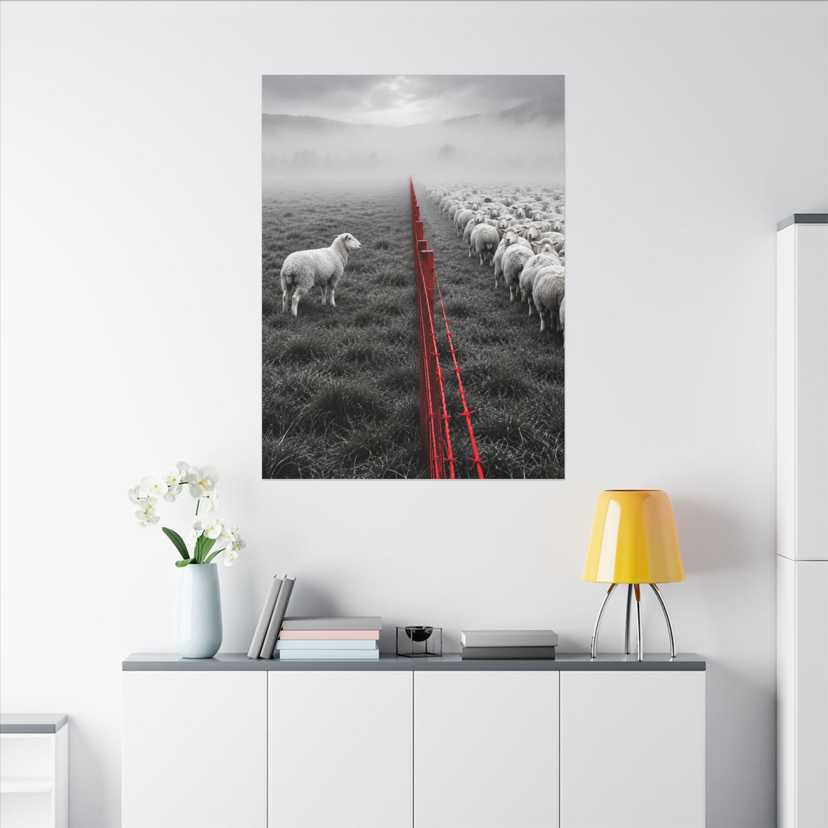 Lone Lamb - Black and White Wall Art | Canvas