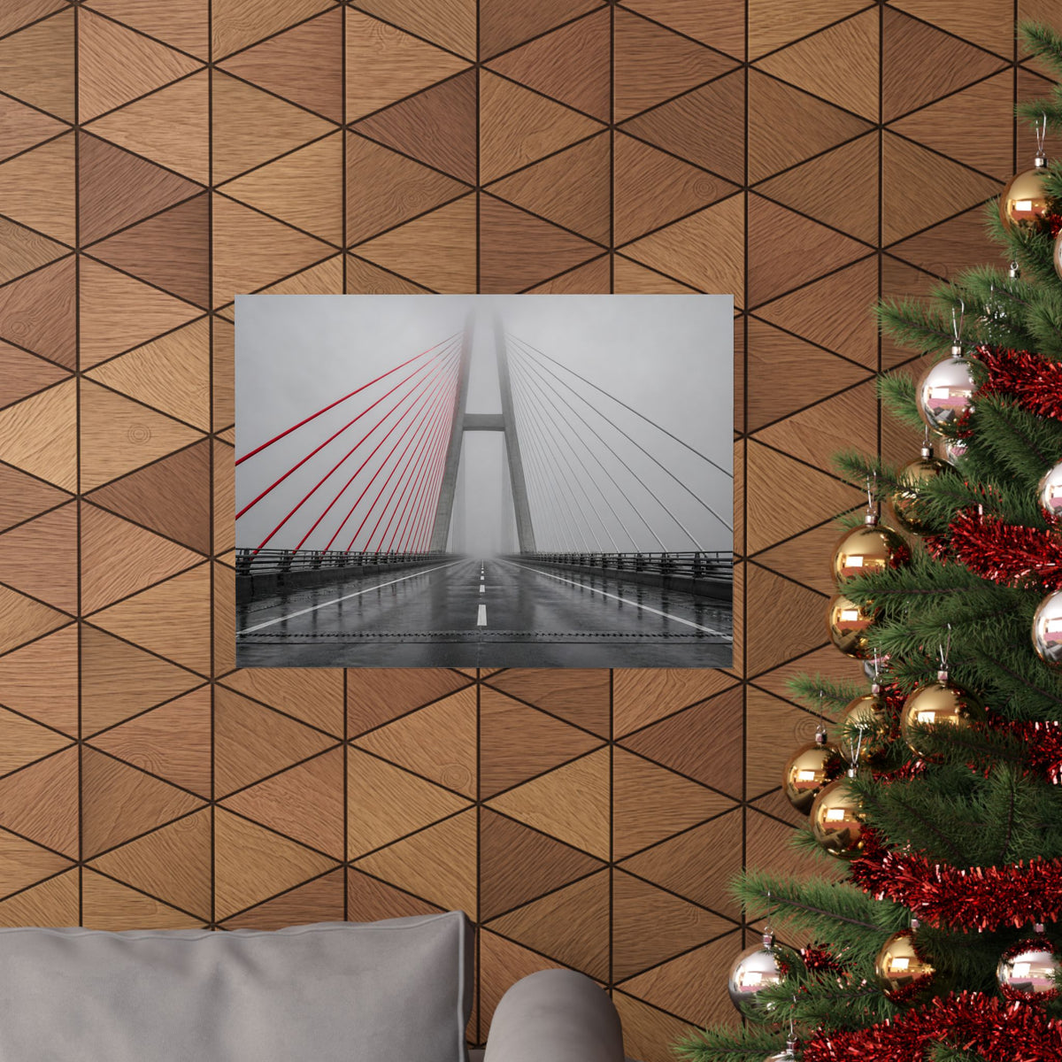 Span in Fog - Red Wall Decor | Matte Poster (Landscape)