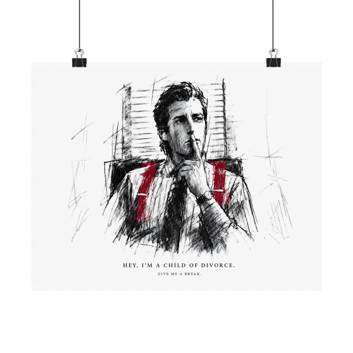 Child of Divorce Sketch - Dark Office Wall Art | Matte Poster (Landscape)