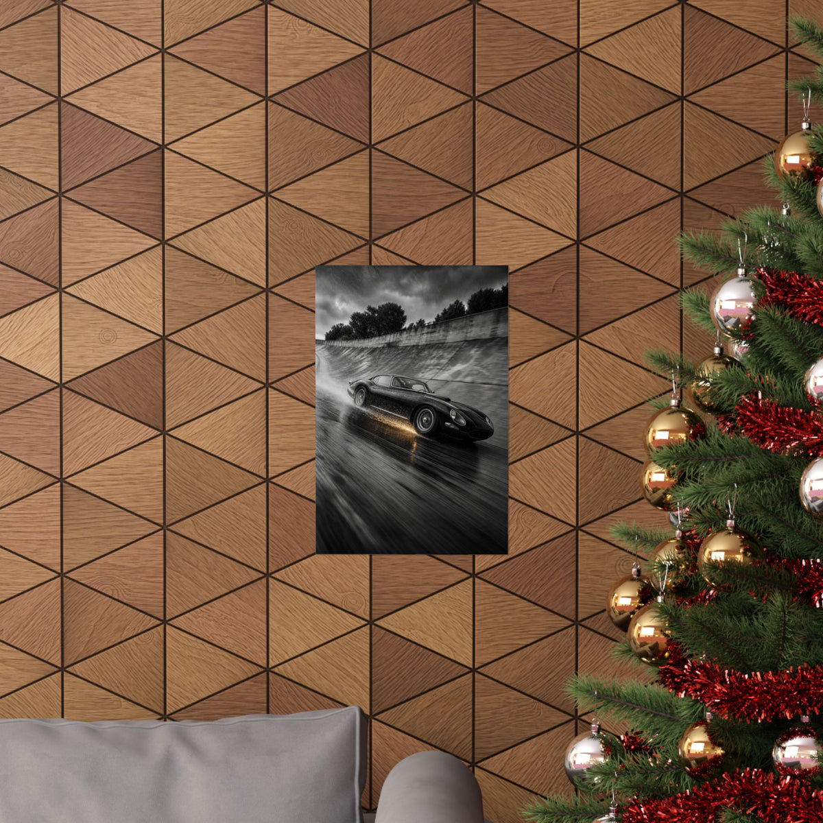 Banked in the Rain - Race Car Wall Art | Matte Poster