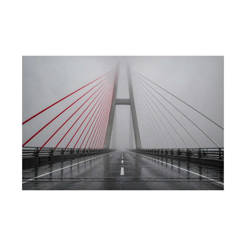 Span in Fog - Red Wall Decor | Matte Poster (Landscape)