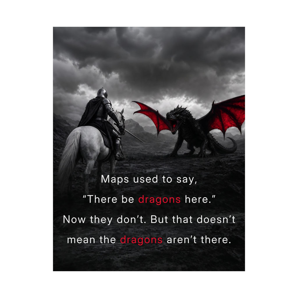 There Be Dragons - Man Cave Decor | Matte Poster
