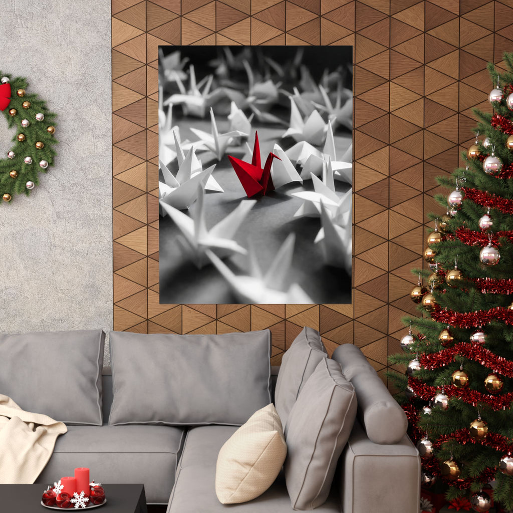 The Red Crane - Unique Wall Art For Office | Matte Poster