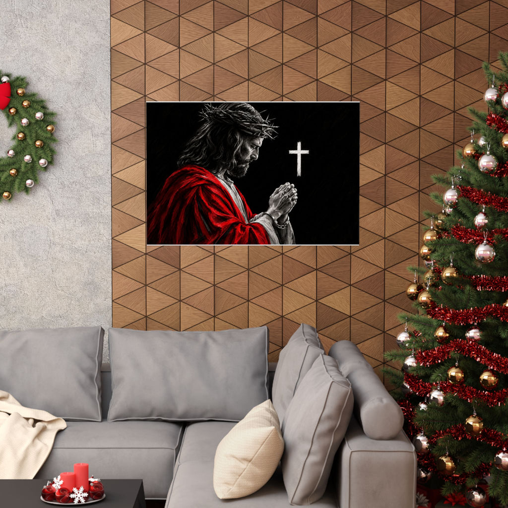 Praying Jesus - Christian Wall Art | Matte Poster (Landscape)