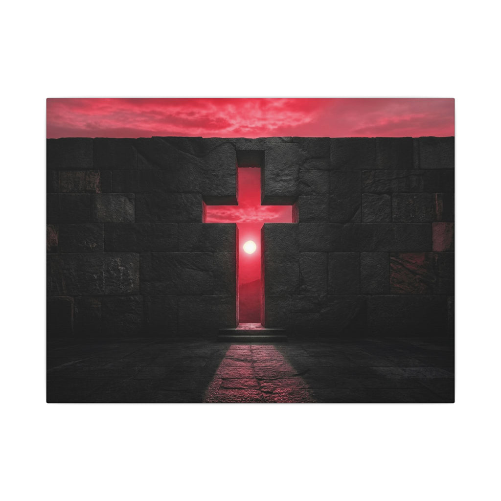 Light Through Stone - Modern Cross Wall Art | Canvas (Landscape)