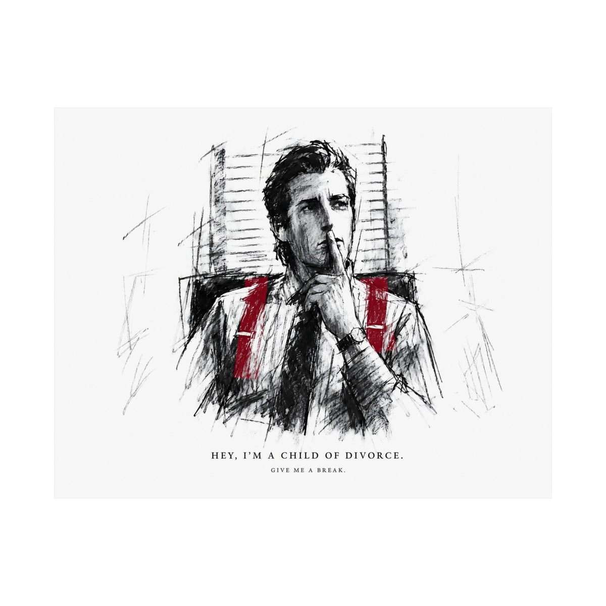 Child of Divorce Sketch - Dark Office Wall Art | Matte Poster (Landscape)