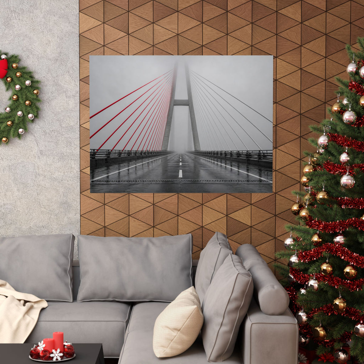 Span in Fog - Red Wall Decor | Matte Poster (Landscape)